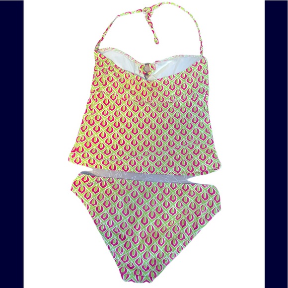 Lilly Pulitzer o ring tankini lime green pink size 4 - Picture 3 of 9